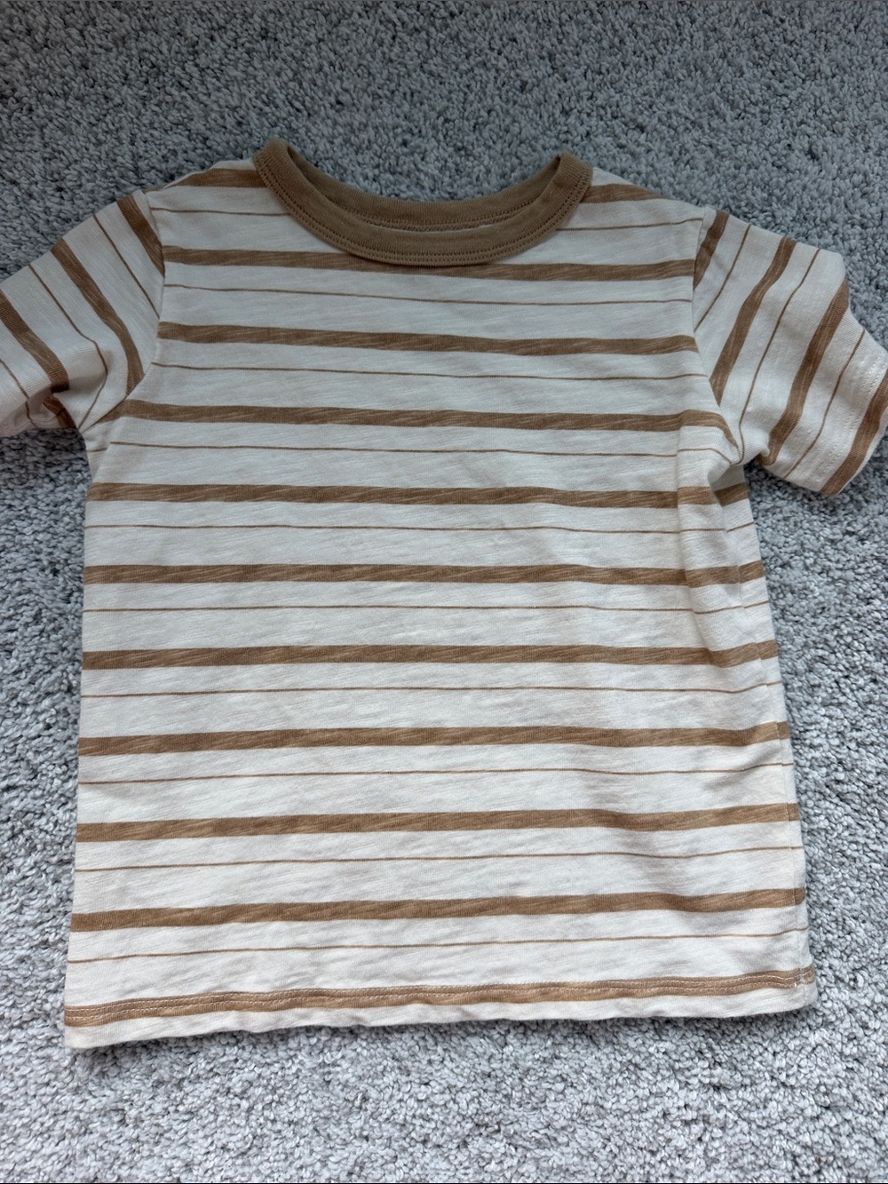 Kids Short Sleeve Striped Tee - Cream & Tan